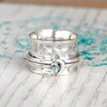 Vintage-Style Milky White Stone Ring in Silver Colour