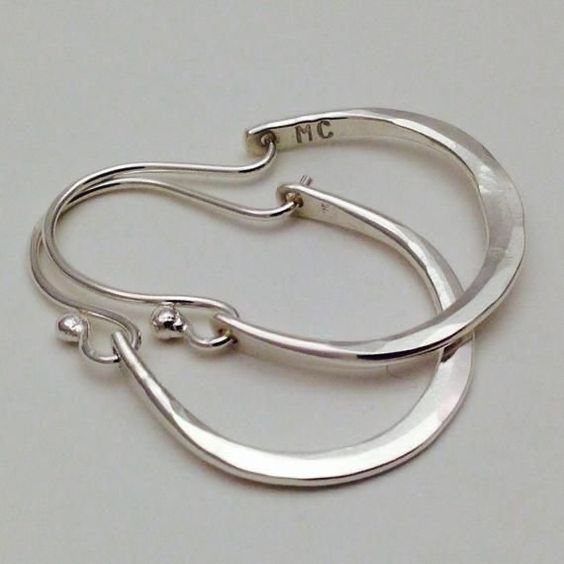 Vintage-Style Crescent Hoop Earrings in Silver Colour