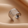 Vintage-Style Thin Layered Ring with Fine Bands in Silver Colour
