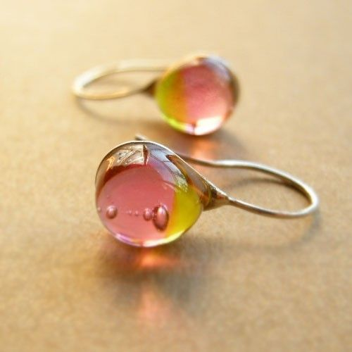 Vintage-Style Warm-Toned Glass Drop Earrings with Soft Glow