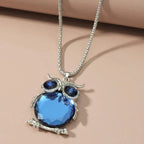 Adjustable Owl Pendant Necklace with Milky White Stone