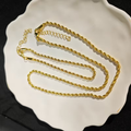 Twisted Rope Chain Necklace with Textured Links and Bright Shine
