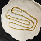 Twisted Rope Chain Necklace with Textured Links and Bright Shine