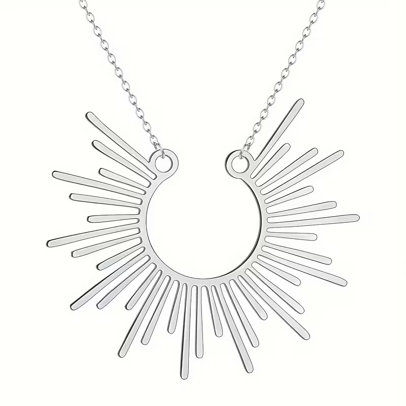 Sunburst Pendant Necklace with Radiating Design and Warm Energy
