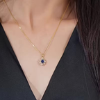 Blue Stone Sunburst Necklace with Radiant Design and Cool Colour
