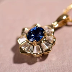 Blue Stone Sunburst Necklace with Radiant Design and Cool Colour