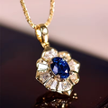 Blue Stone Sunburst Necklace with Radiant Design and Cool Colour