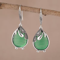 Green Teardrop Stone Earrings with Graceful Drop and Rich Colour