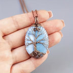 Tree of Life Pendant Necklace in Sky Blue Tones with Fresh Colour