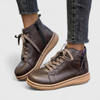 Boots med stickade paneler, snörning och sidodragkedja