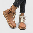 Boots med stickade paneler, snörning och sidodragkedja