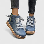 Boots med stickade paneler, snörning och sidodragkedja