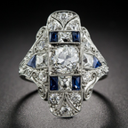 Vintage-Style Zirconia Ring with Coloured Centre in Silver Colour