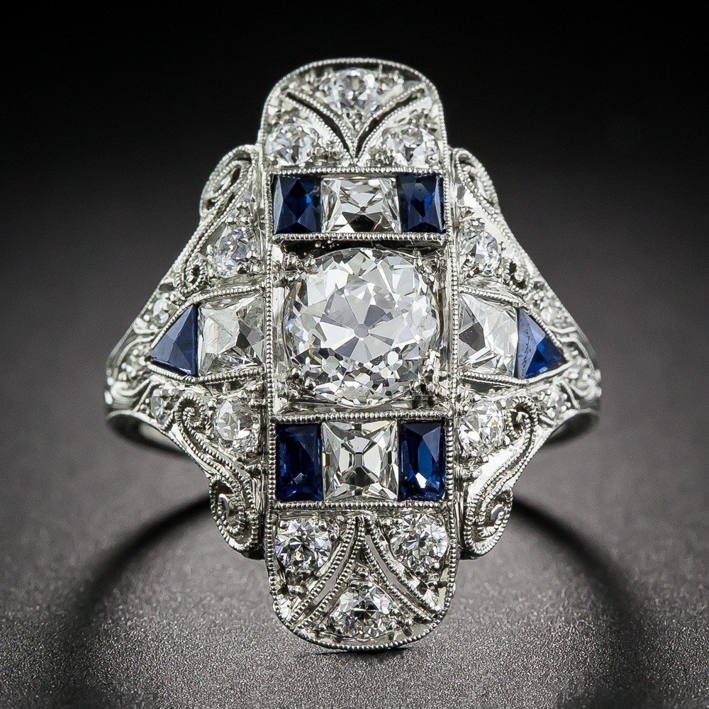 Vintage-Style Zirconia Ring with Coloured Centre in Silver Colour