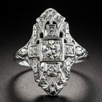 Vintage-Style Zirconia Ring with Coloured Centre in Silver Colour