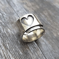 Vintage-Style Heart Ring with Sweet Detailing in Silver Colour
