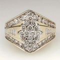 Shield Ring with Crystal Pavé Panel in Silver Colour