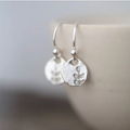 Flower Earrings with Water Drop Shape in Silver Colour
