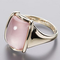 Vintage-Style Square Ring with Pink Detail in Gold Colour