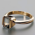 Square Clear Glass Ring with Modern Two-Tone Band and Clean Lines