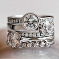Vintage-Style Crystal Layered Ring with Stacked Look in Silver Colour