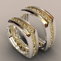 Vintage-Style Two-Tone Zirconia Stacking Ring Set with Slim Bands