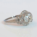 Vintage-Style White Crystal Ring with Bright Sparkle in Silver Colour