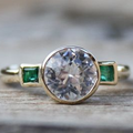 Vintage-Style Green Zirconia and Crystal Ring with Fresh Sparkle