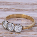 Vintage-Style Triple Crystal Ring in Gold Colour with Bright Row