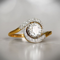 Anillo en espiral con circonitas de estilo vintage y aro fluido