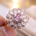 Round Zirconia Flower Ring with Vintage-Style Setting