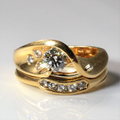 Vintage-Style Irregular Spiral Zirconia Ring in Gold Colour