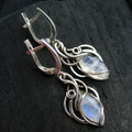 Vintage-Style Iridescent White Stone Dangle Earrings