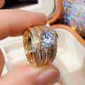 Two-Tone Stacked Ring Set with Large Round Crystal