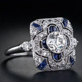 Vintage-Style Ring with Blue Zirconia Stone in Silver Colour