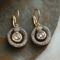 Vintage-Style Zirconia Earrings in Gold Colour with Warm Sparkle