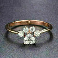 Paw Print Ring with Clear Zirconia on a Band in Gold Colour