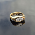 Vintage-Style Eye Motif Ring with Zirconia in Gold Colour