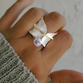 Vintage-Style Purple Zirconia Ring in Silver Colour