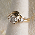 Swirl Two-Tone Ring with Solitaire Zirconia Centre