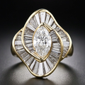 Vintage-Style Zirconia Mesh Ring in Gold Colour with Woven Texture