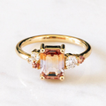 Vintage-Style Warm-Toned Glass Ring in Gold Colour