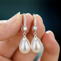 Zirconia and Faux Pearl Water Drop Earrings in Gold Colour