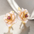 White Blossom Earrings with Red and White Zirconia