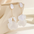 White Petal Dangle Earrings with Delicate Movement