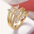 Zirconia Ring with Brilliant Sparkle in Gold Colour