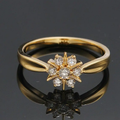 Zirconia Daisy Ring with Sparkling Petals in Gold Colour