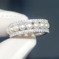 Vintage-Style White Faux Pearl Ring in Silver Colour