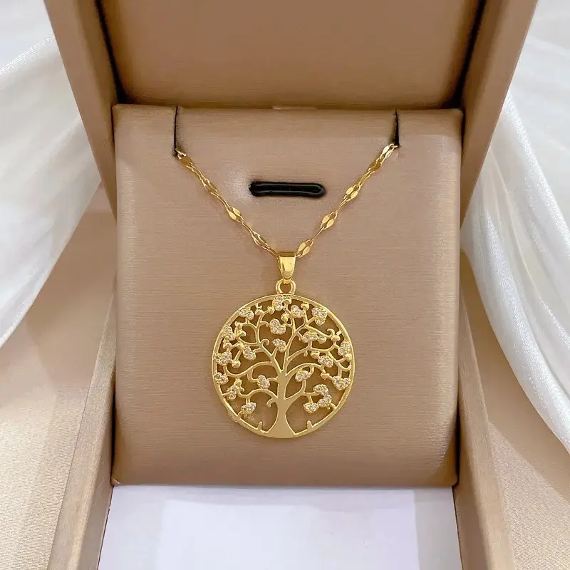 Vintage-Style Tree of Life Pendant Necklace with Detailed Branches
