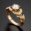 Vintage-Style Zirconia Leaf Ring with Botanical Sparkle